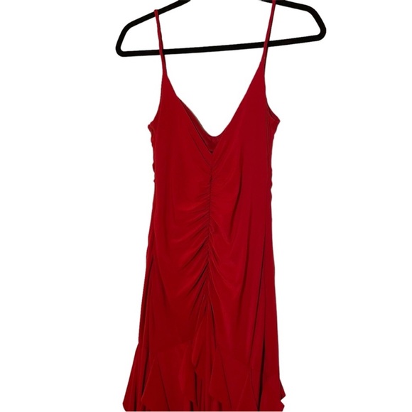 Red Cocktail Dress with Rhinestones and Ruffles  Scott McClintock Size 10 - Picture 5 of 7
